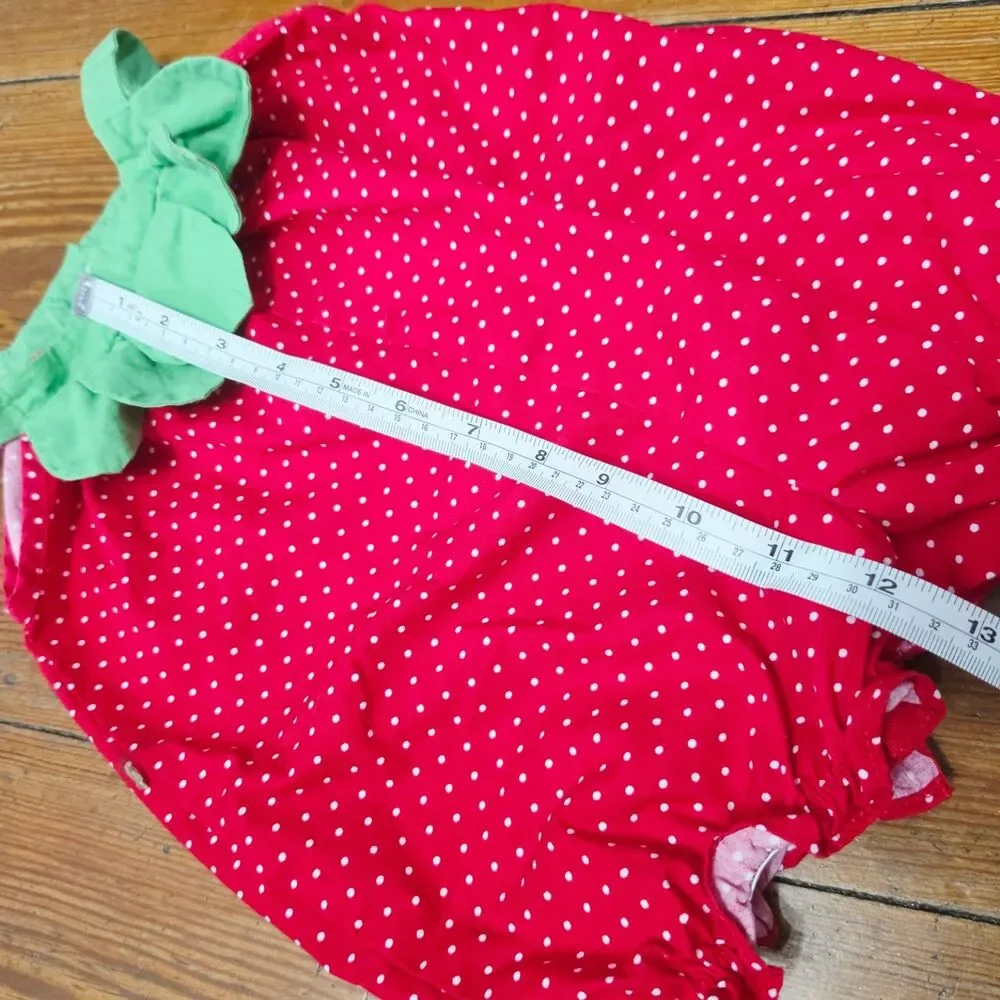 Goodlad Baby Girl Strawberry Polka Dot Bubble Romper – 12 Months
